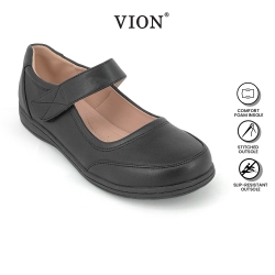 Black PVC Leather Hostel / Uniform / Formal Shoes Ladies FMA650H2